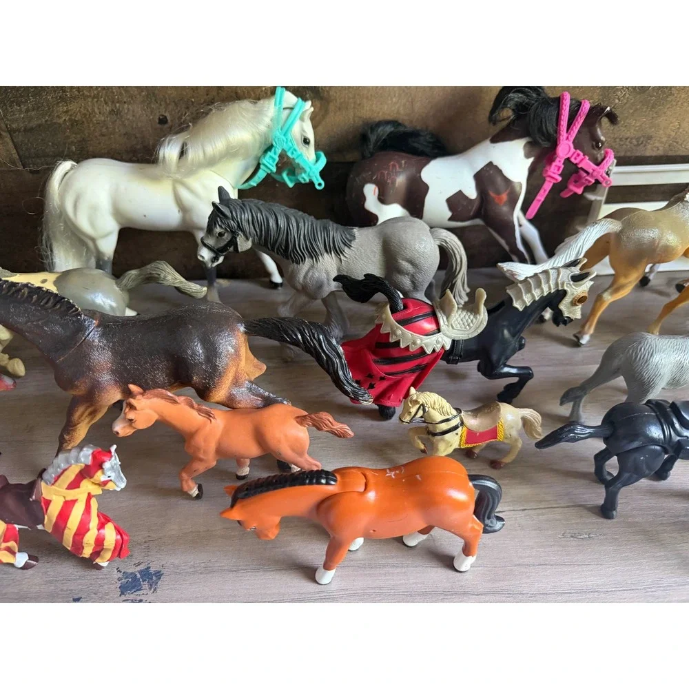 Lot of 23 Toy Horses & Donkey Mixed Brands  Horse Figures Farm Ranch Play